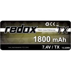 Redox 1800 mAh 7,4V JR (Sanwa MT-S, MT-R) - pakiet LiPo TX